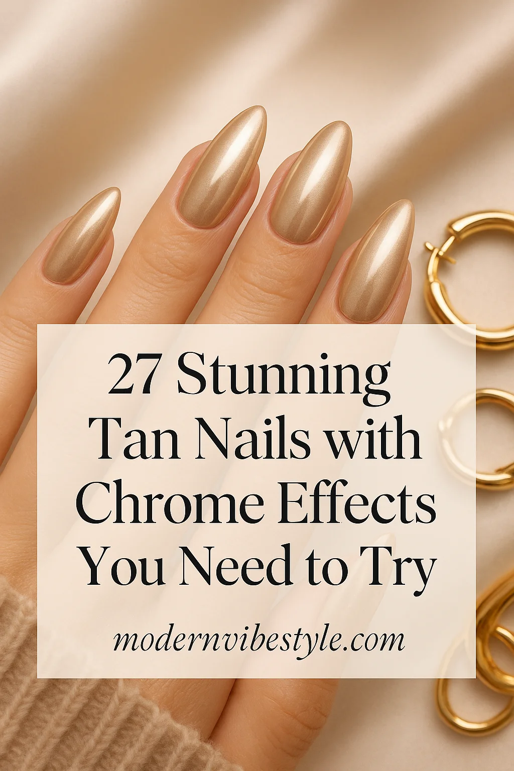 light tan chrome nails