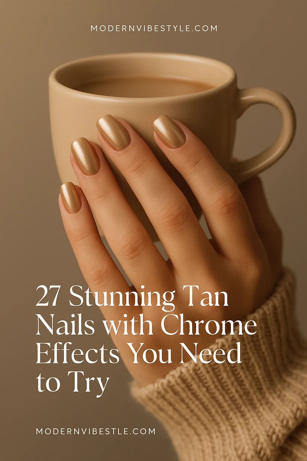 tan chrome nails