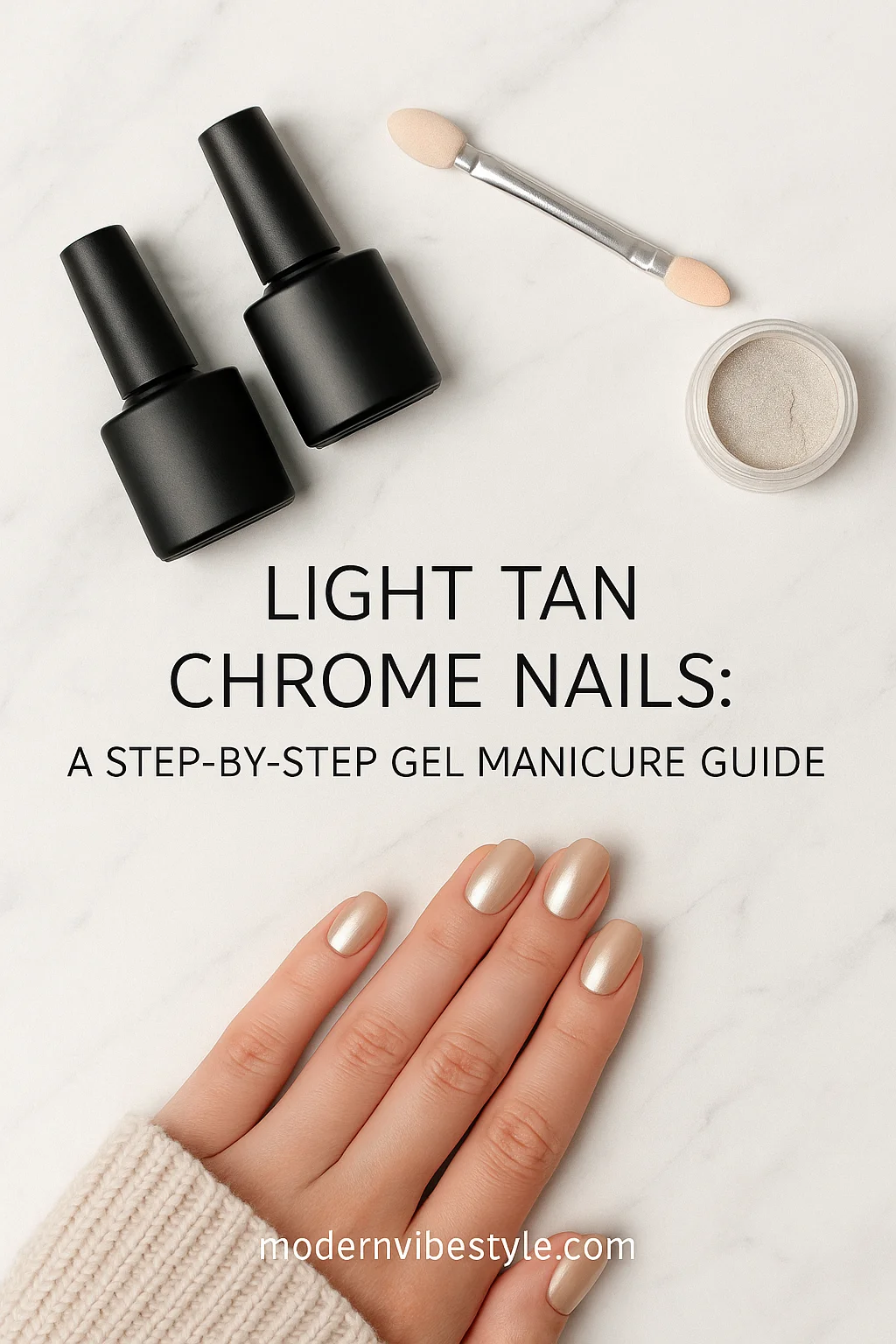 shiny tan nails