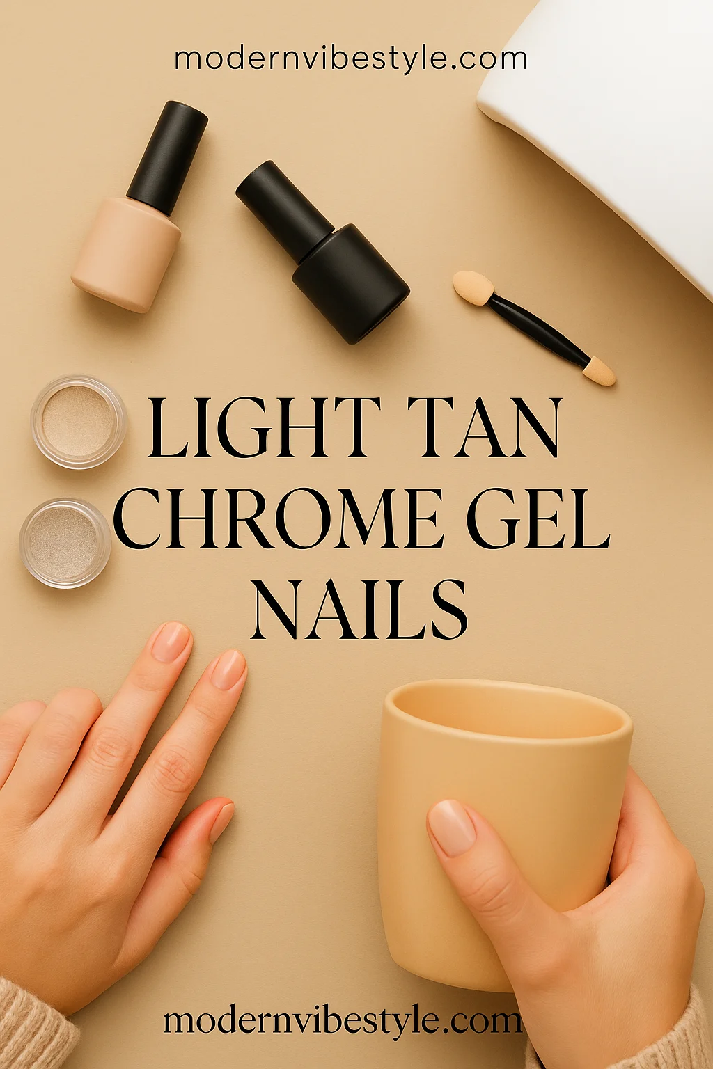 nude chrome nails