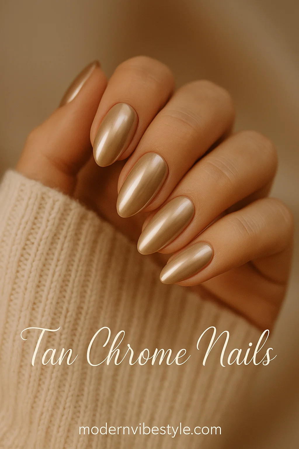 tan with chrome nails