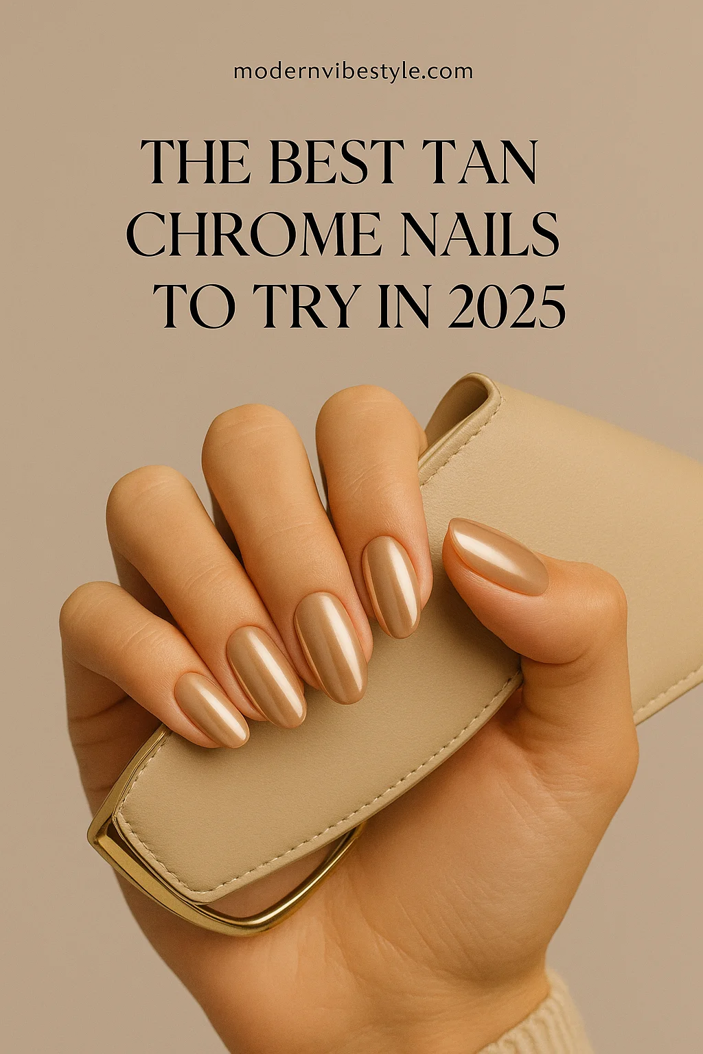 shiny tan nails