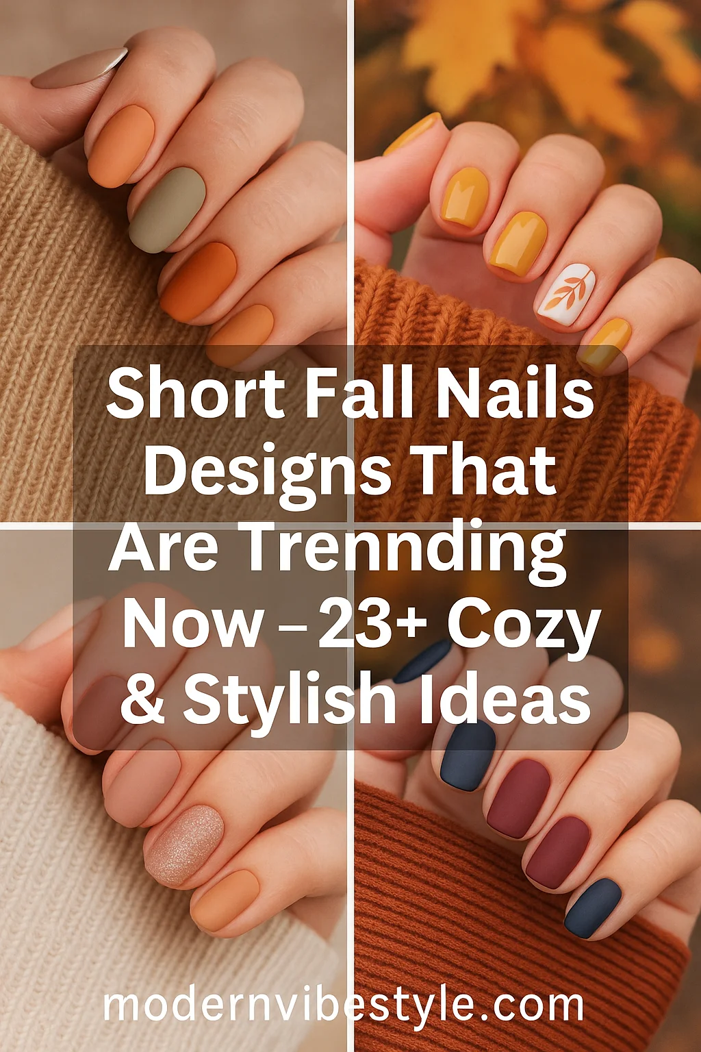 trendy short nails for fall