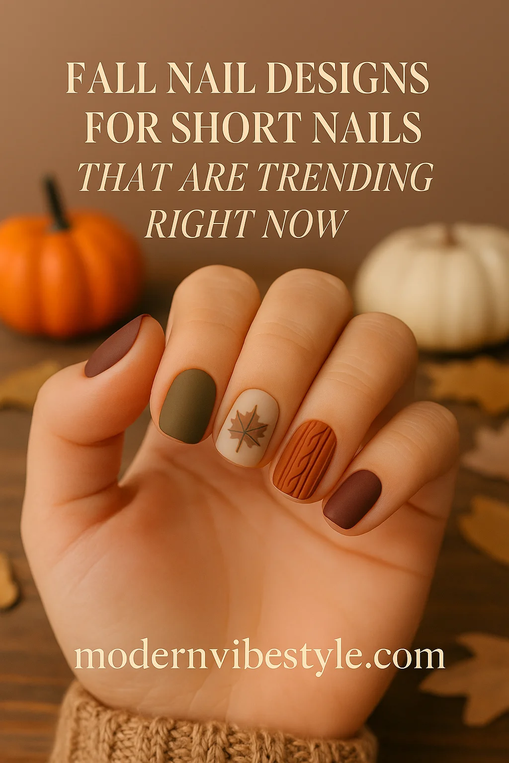 autumn nail art for short nails