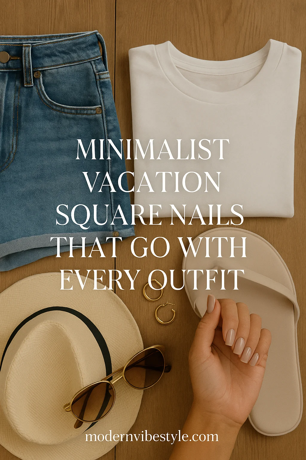square-shaped vacation manicure