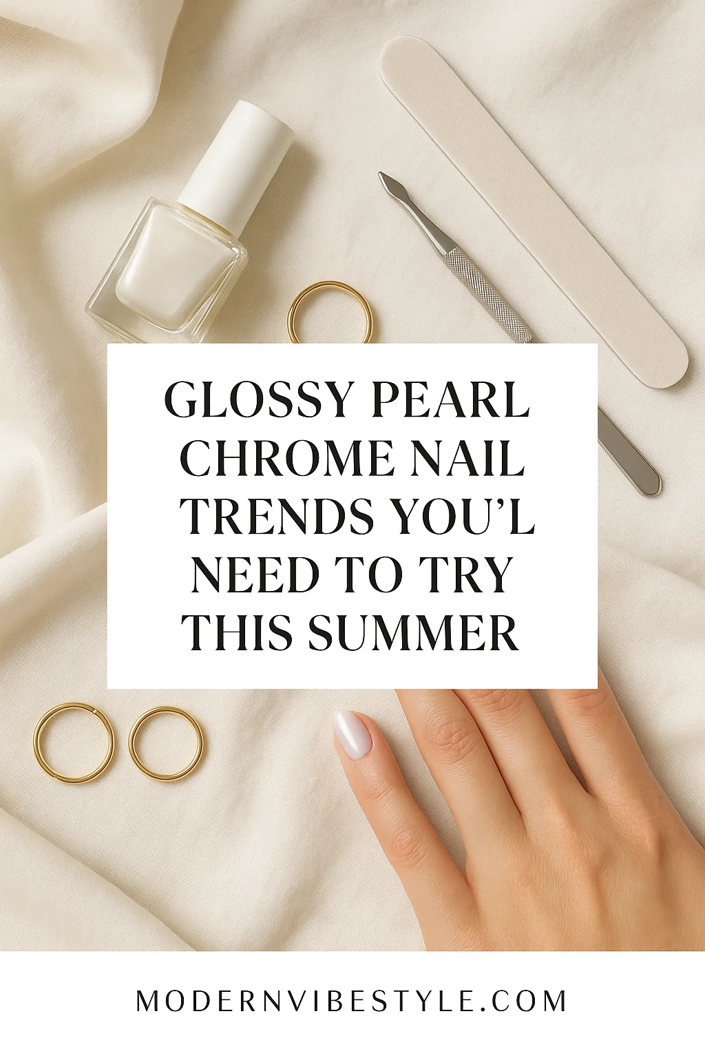 glossy pearl chrome nail trends