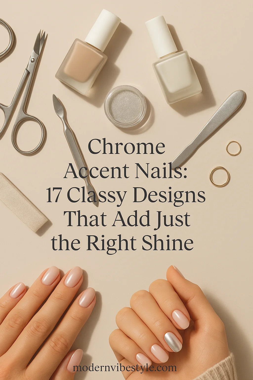 chrome accent nail designs