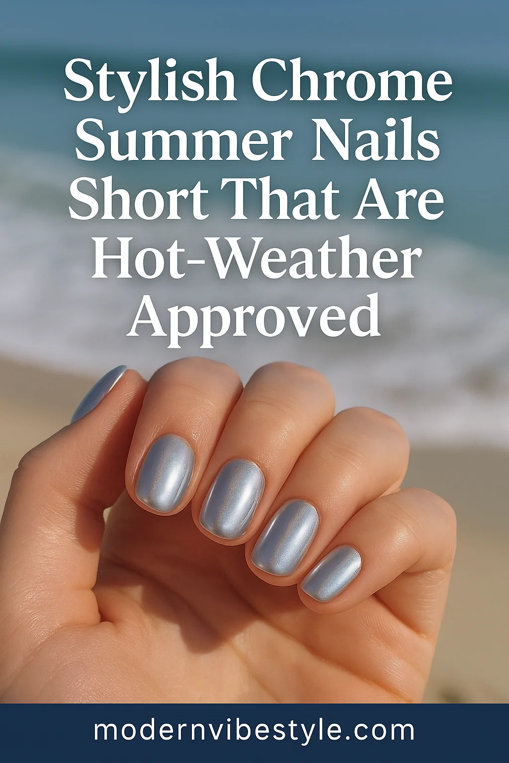 chrome summer nails short